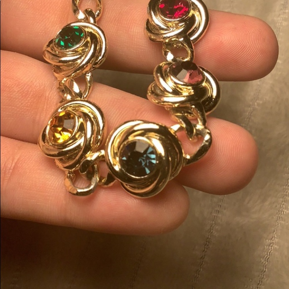 Unisex gold bracelet with carved colored diamonds - Picture 7 of 7